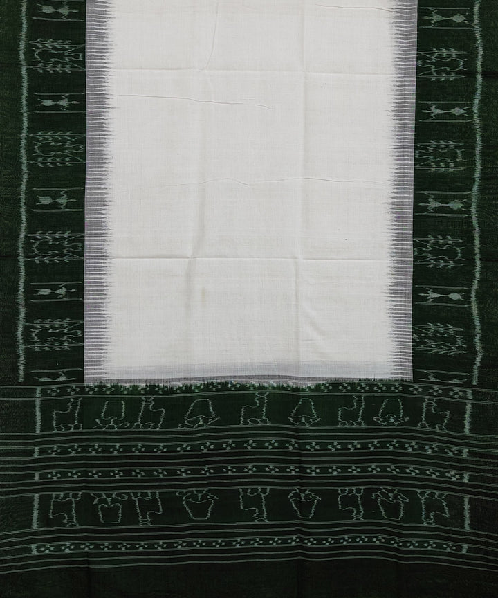 White green hand woven cotton sambalpuri dupatta