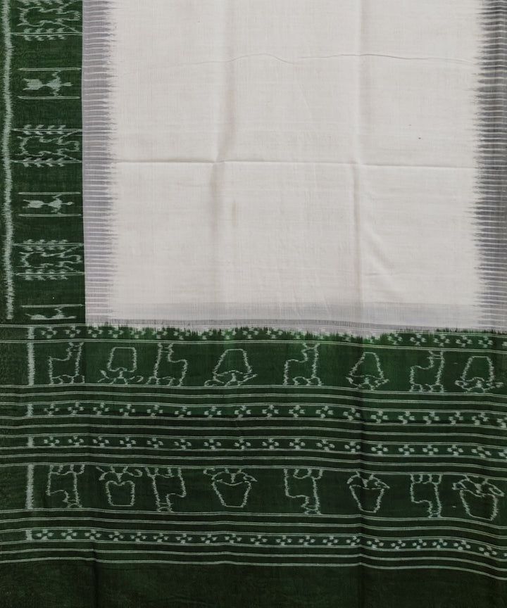White green hand woven cotton sambalpuri dupatta