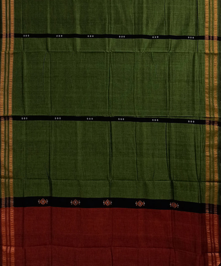 Parrot green black cotton handloom nuapatna saree