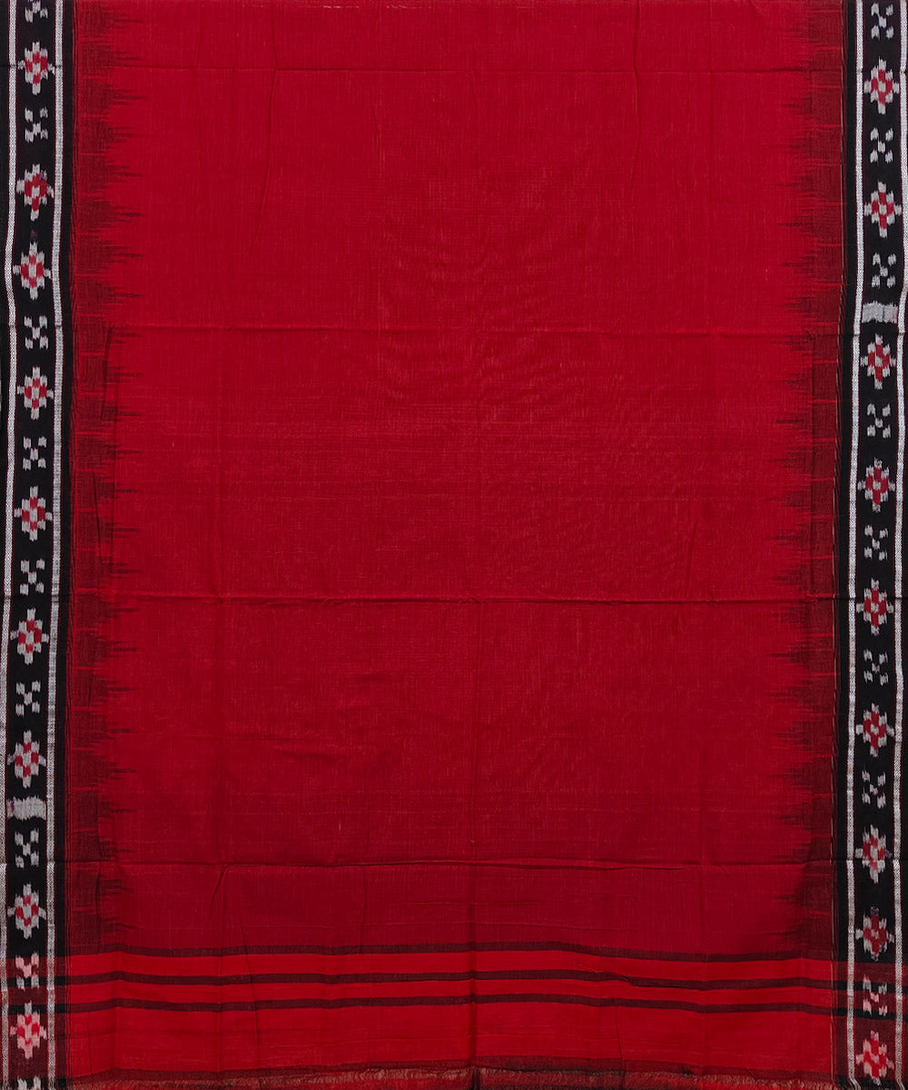 Red black Cotton Handwoven Nuapatna Saree