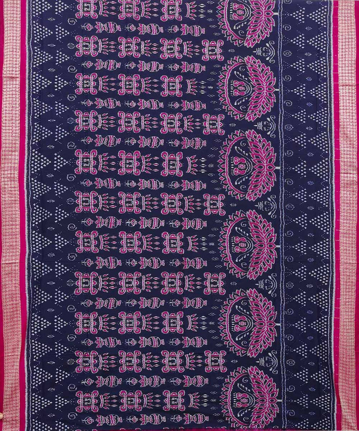 Navy blue pink silk handwoven sambalpuri saree