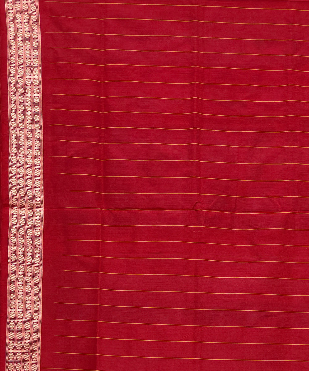 Cyan blue red silk handwoven sambalpuri saree