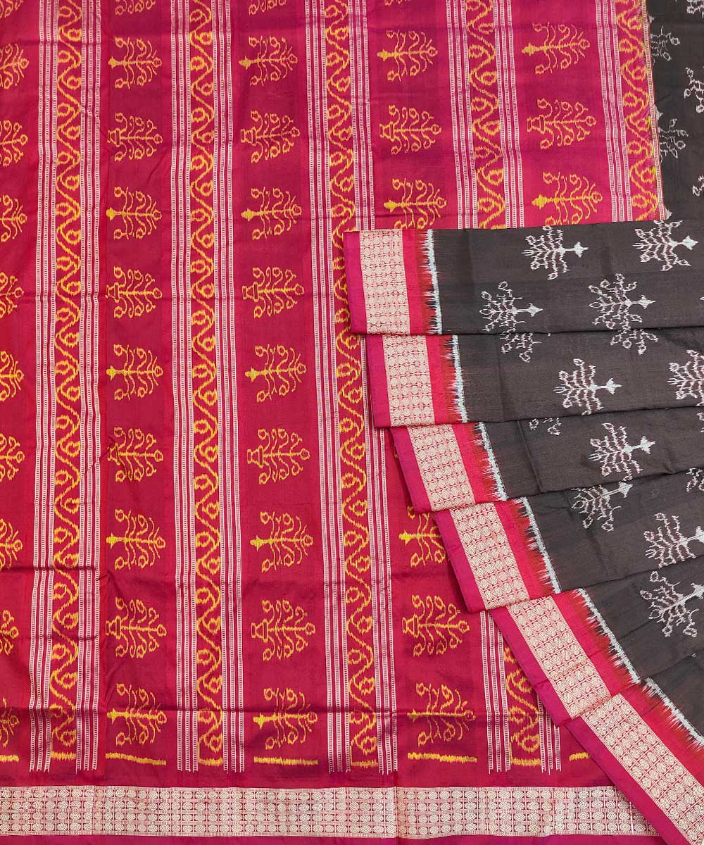 Red coffee silk handwoven sambalpuri saree