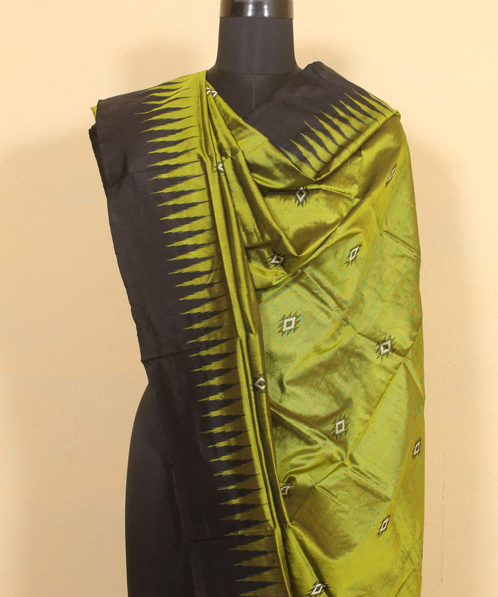 Olive green black handloom silk sambalpuri dupatta