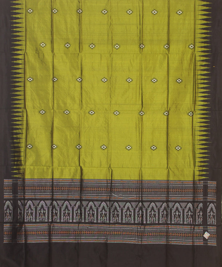 Olive green black handloom silk sambalpuri dupatta
