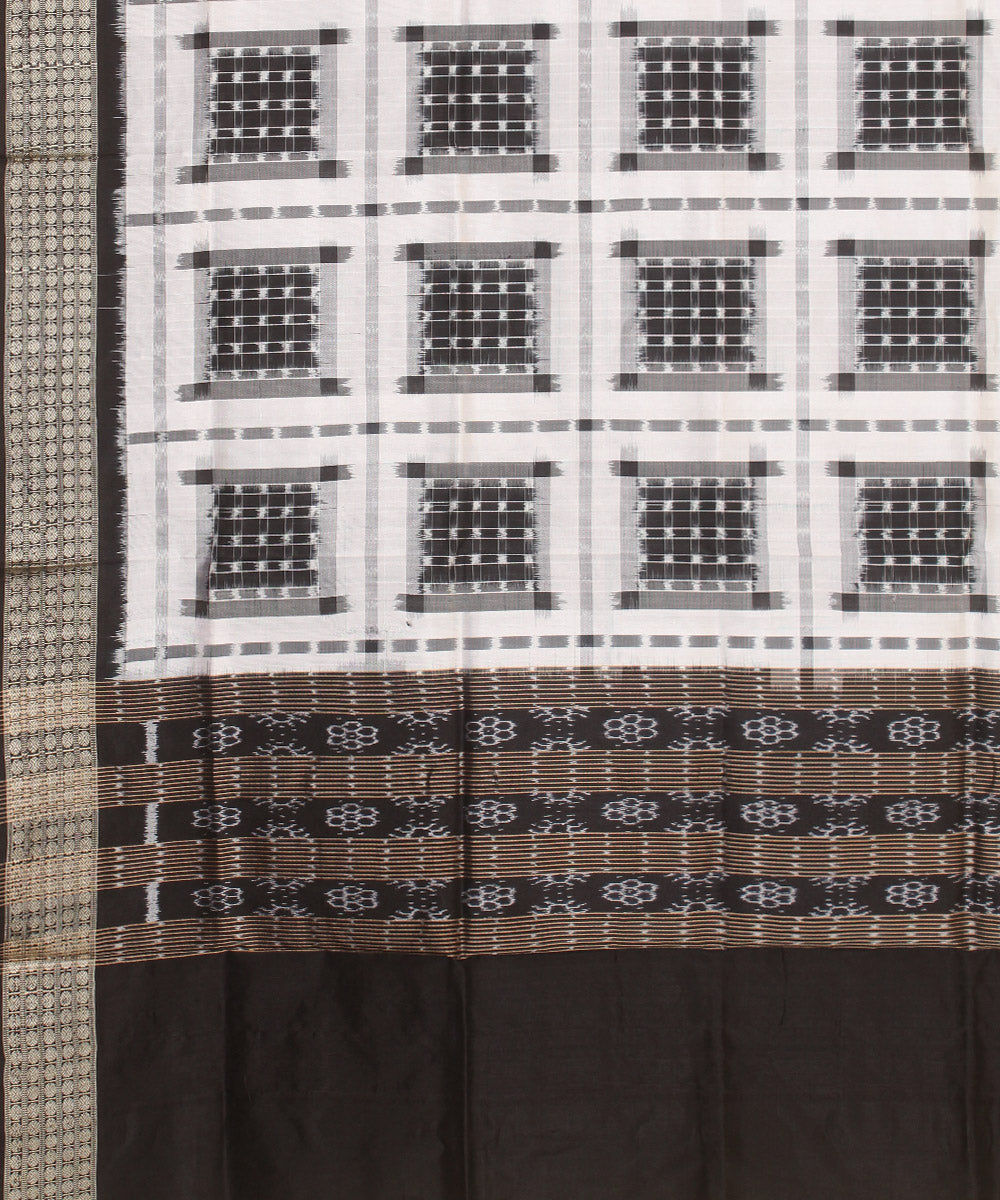 White black handloom silk sambalpuri dupatta