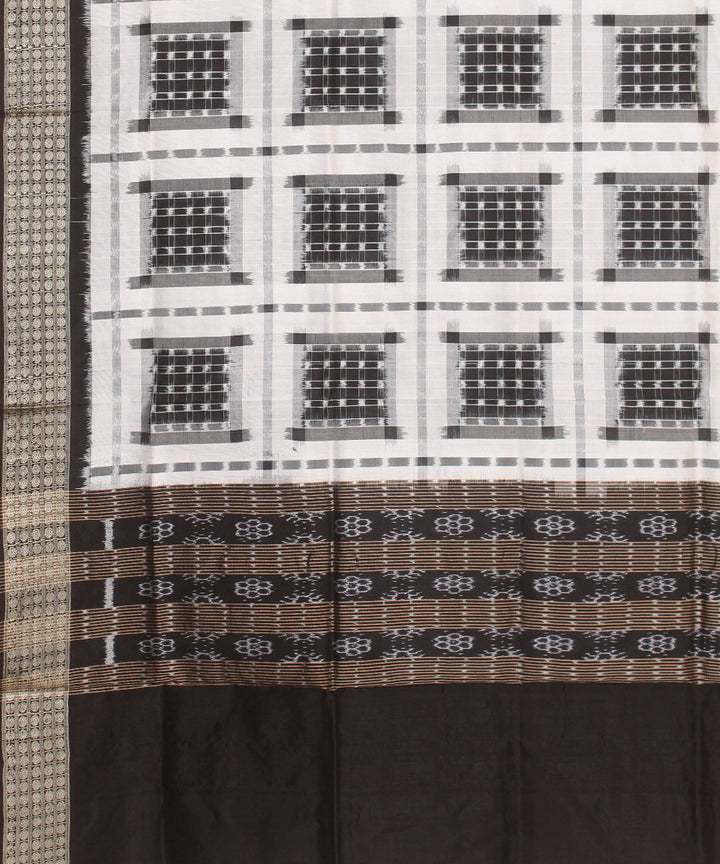 White black handloom silk sambalpuri dupatta