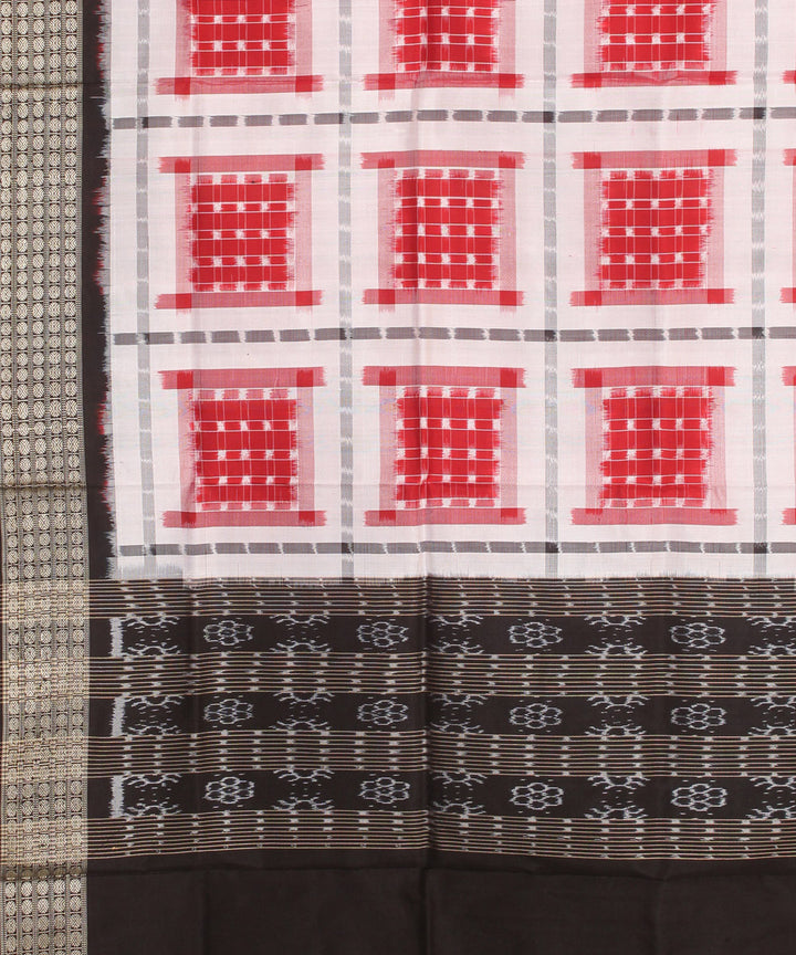 White red handloom silk sambalpuri dupatta