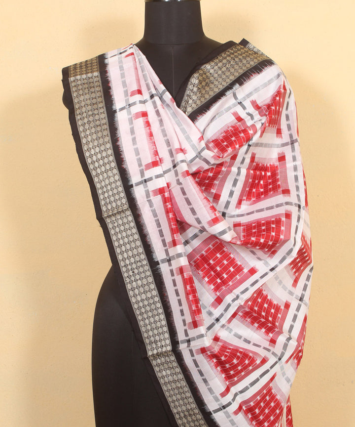 White red handloom silk sambalpuri dupatta