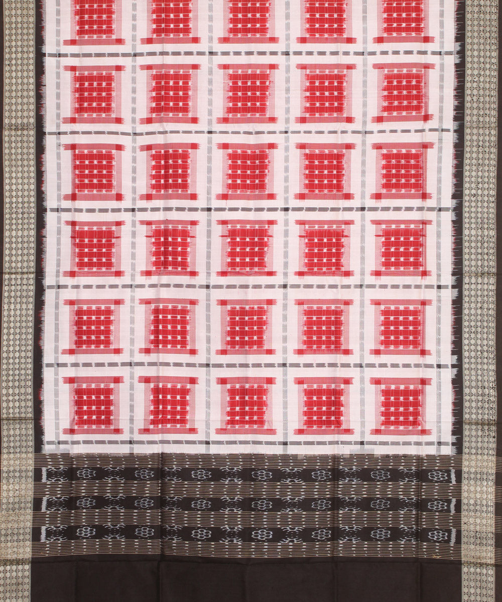White red handloom silk sambalpuri dupatta