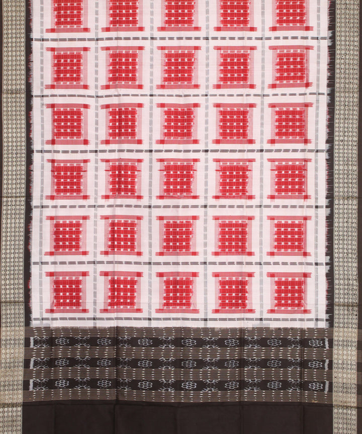 White red handloom silk sambalpuri dupatta