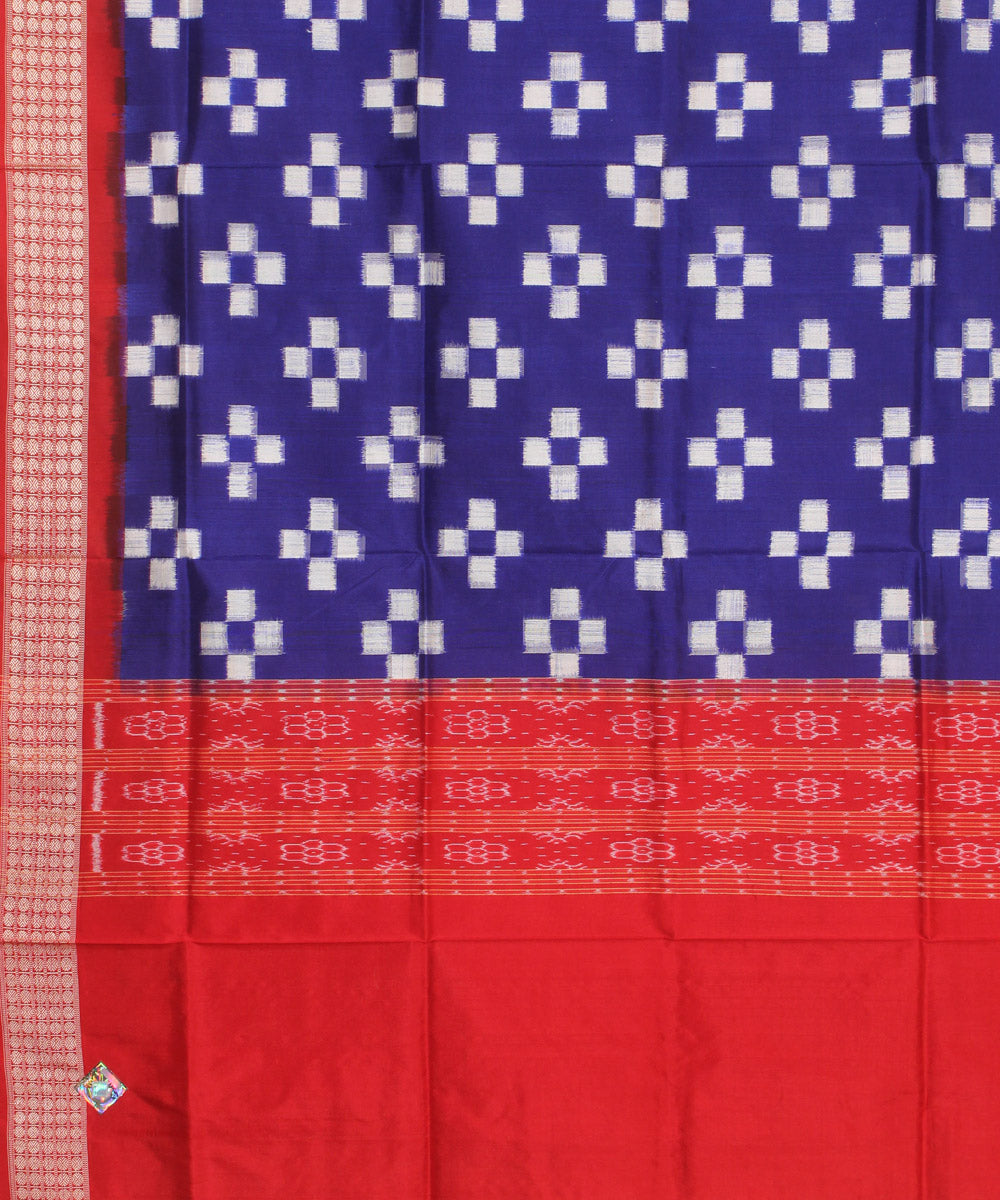 Navy blue red handloom silk sambalpuri dupatta