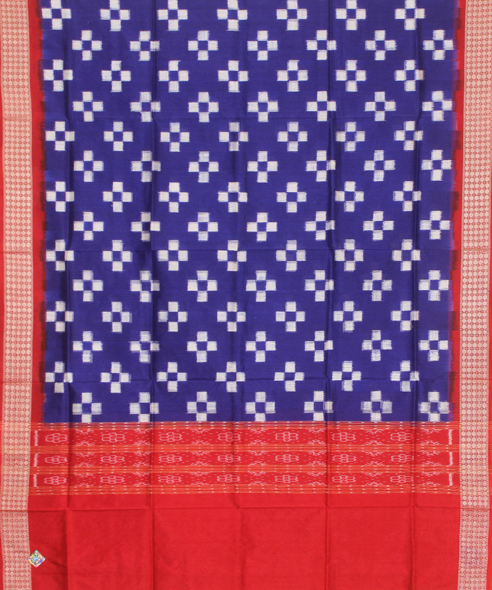Navy blue red handloom silk sambalpuri dupatta