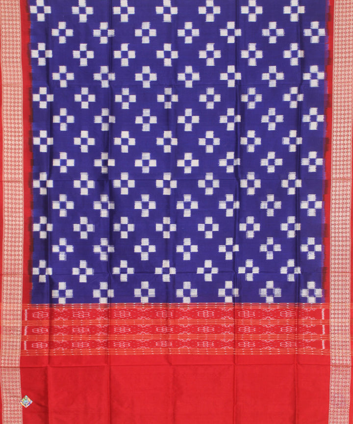 Navy blue red handloom silk sambalpuri dupatta