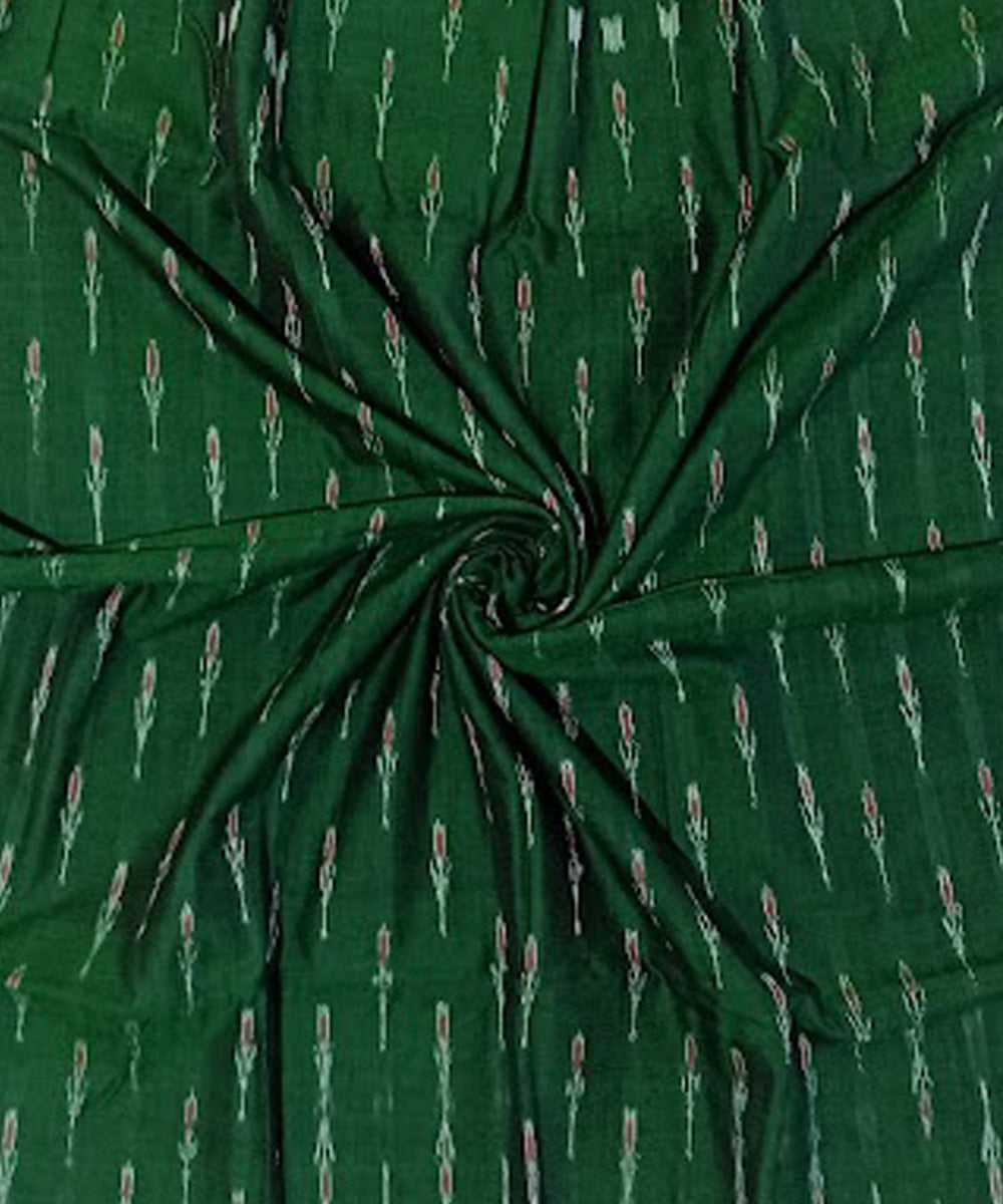Dark green hand loom cotton nuapatna fabric