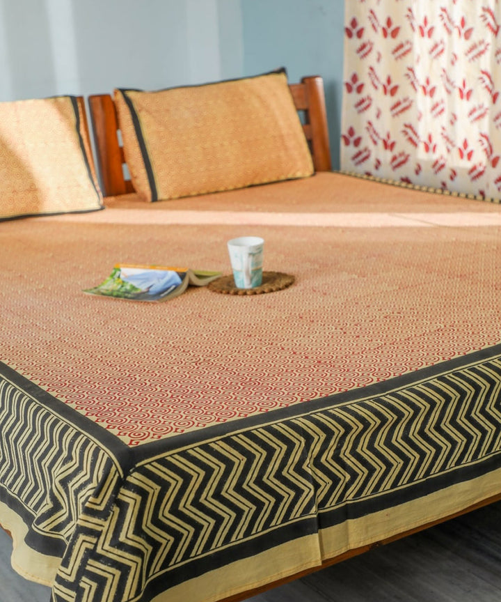 White red hand block printed sanganeri cotton double bed bedsheet