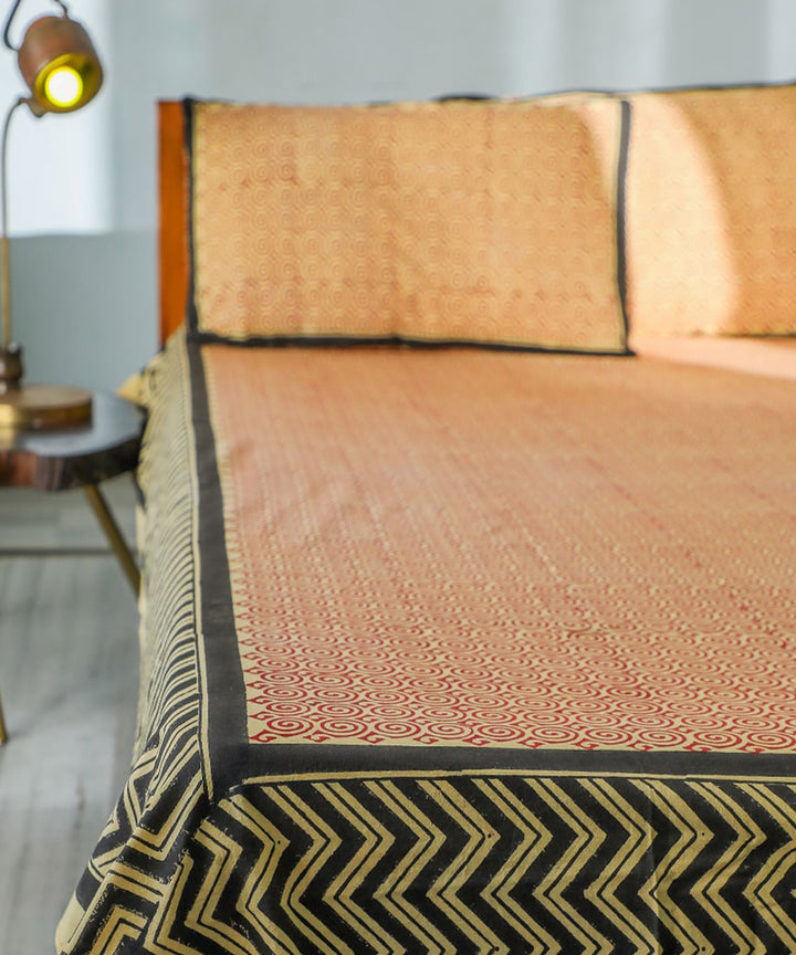 White red hand block printed sanganeri cotton double bed bedsheet