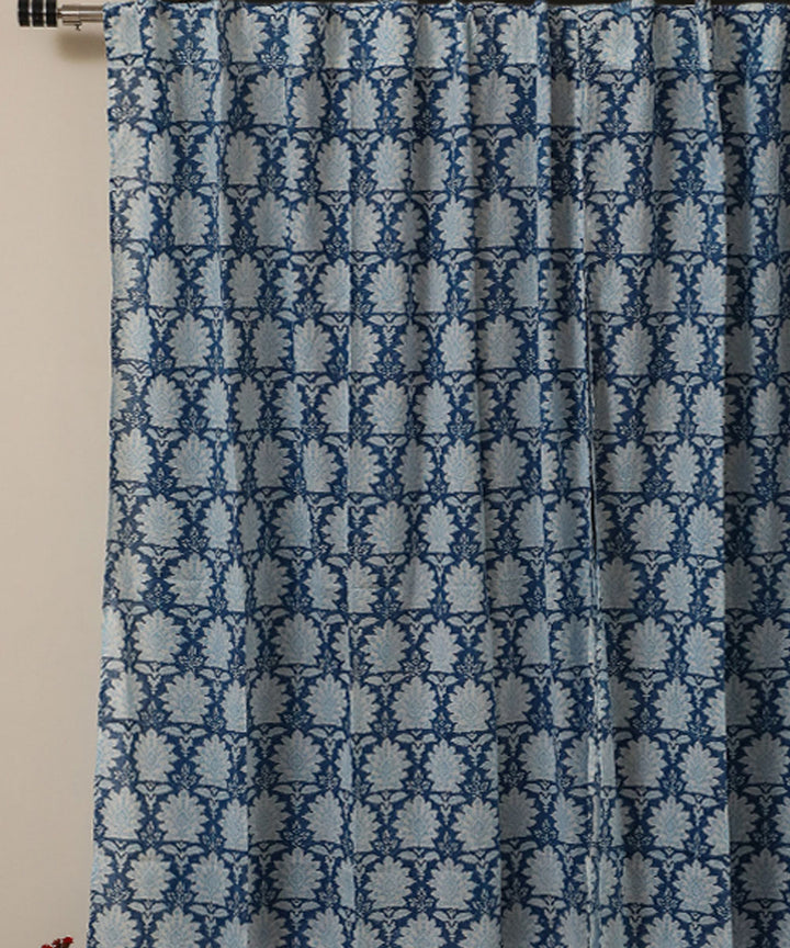 White orange hand printed cotton window curtain