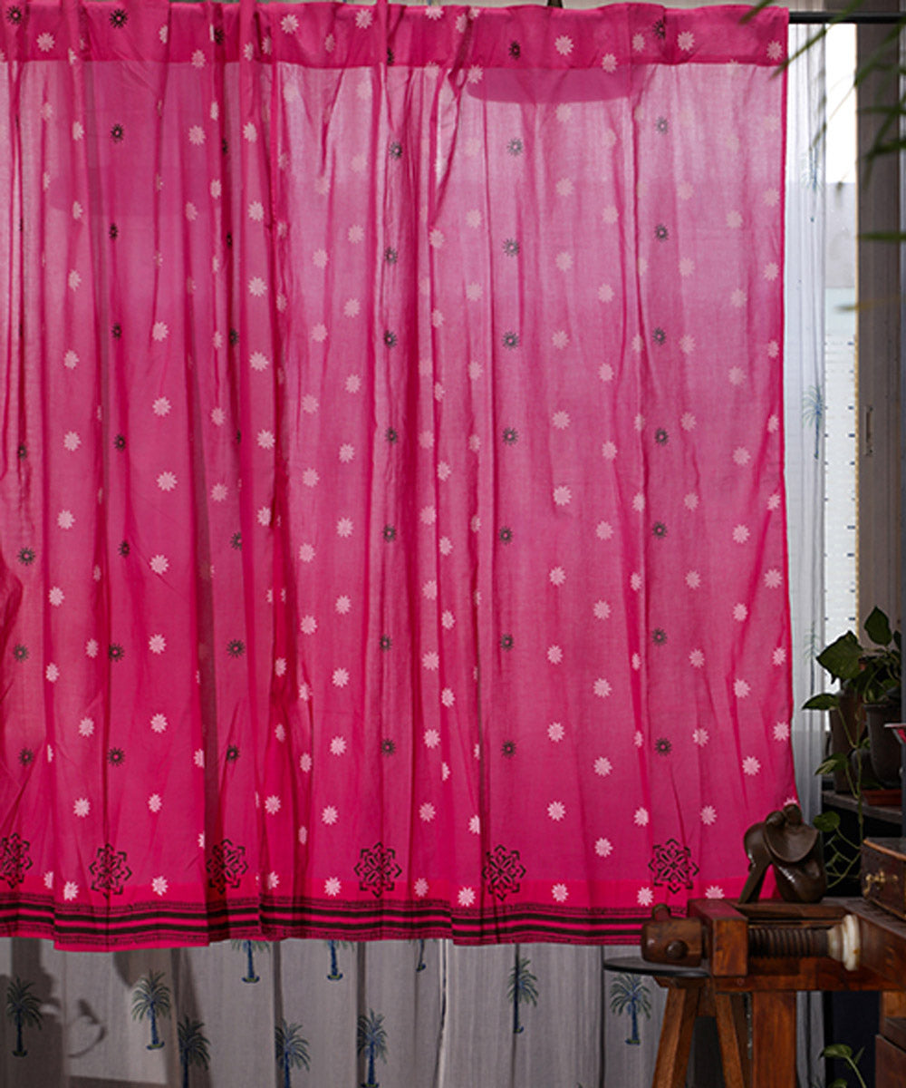 White red all over hand printed sanganeri window curtain