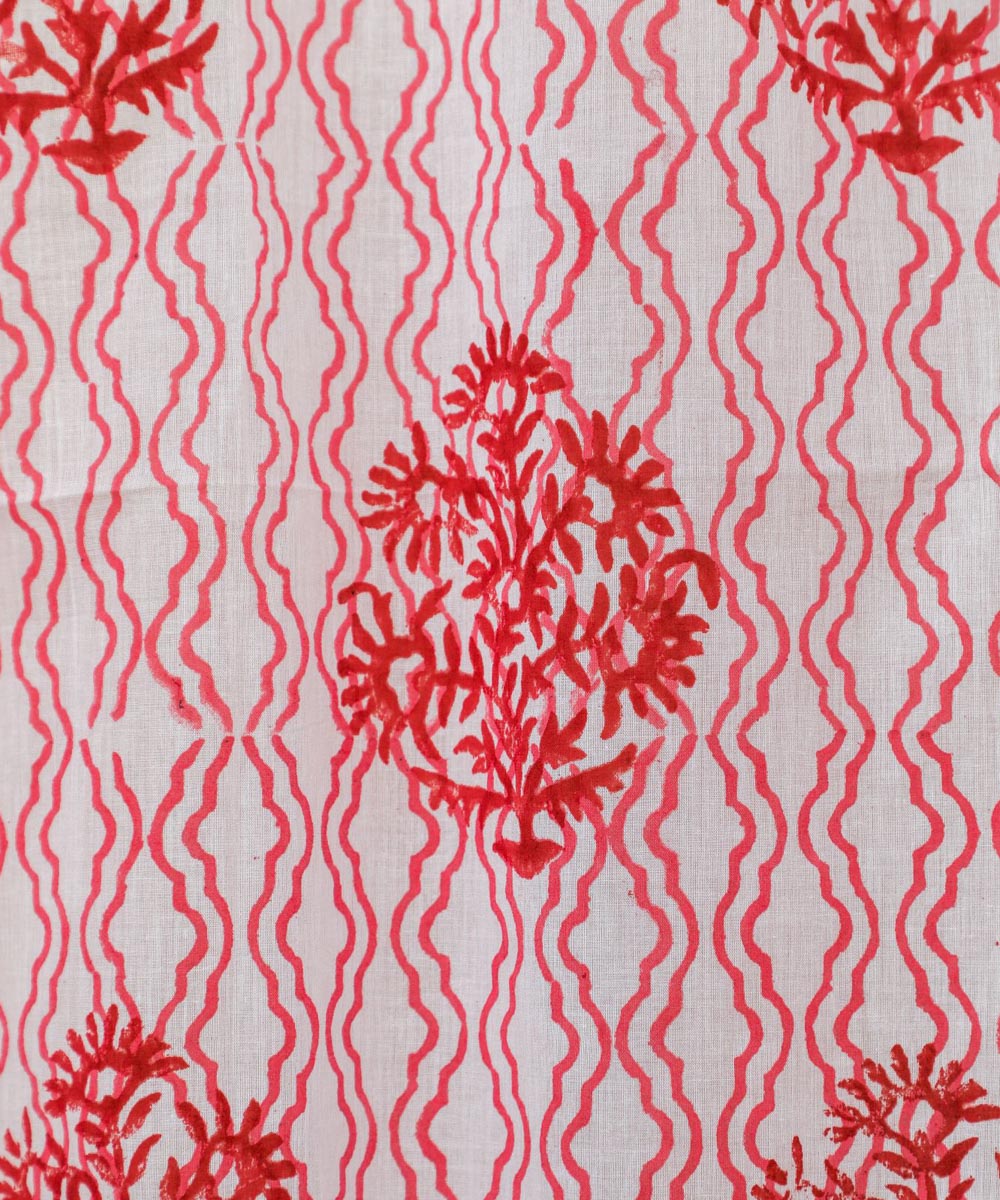White red all over hand printed sanganeri cotton window curtain