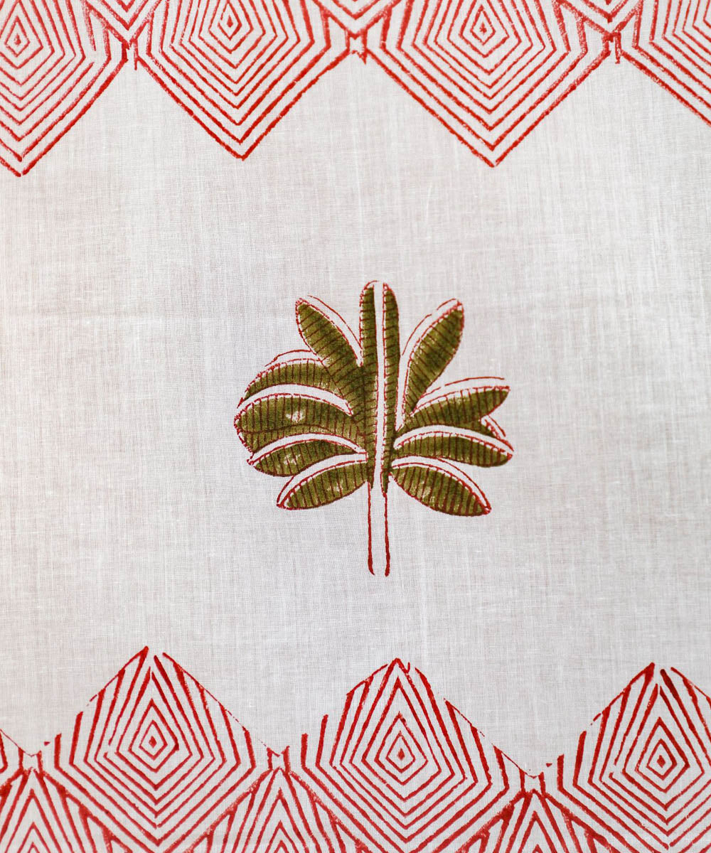 White red black hand printed sanganeri cotton window curtain