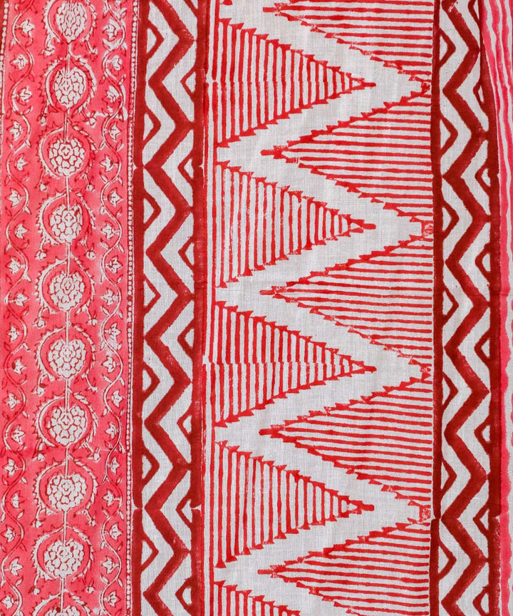 White red hand bloack printed cotton sanganeri window curtain