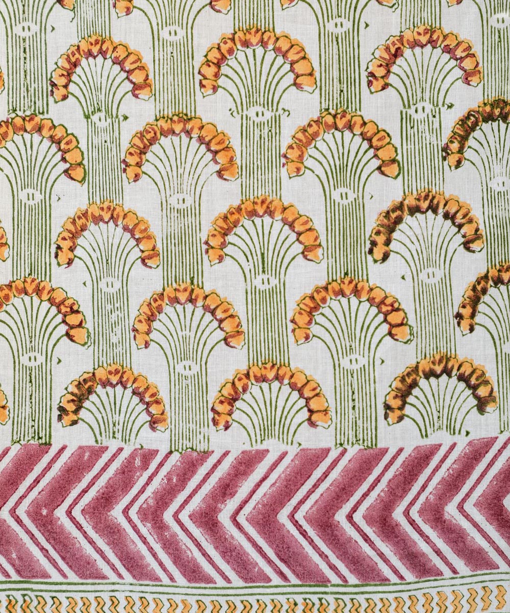 Grey yellow hand printed sanganeri cotton window curtain
