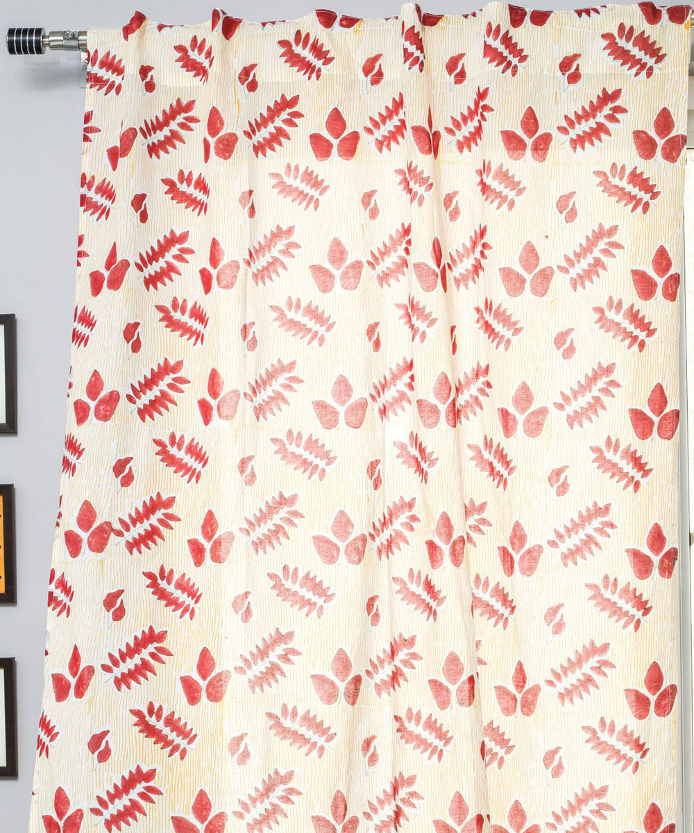 White red cotton hand block printed sanganeri window curtain