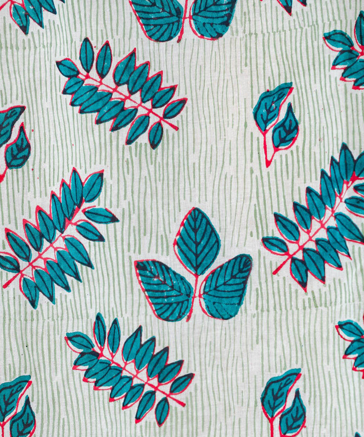 Sky blue white hand printed sanganeri cotton window curtain