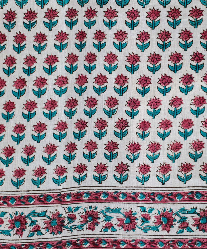 White sky blue hand printed sanganeri cotton window curtain