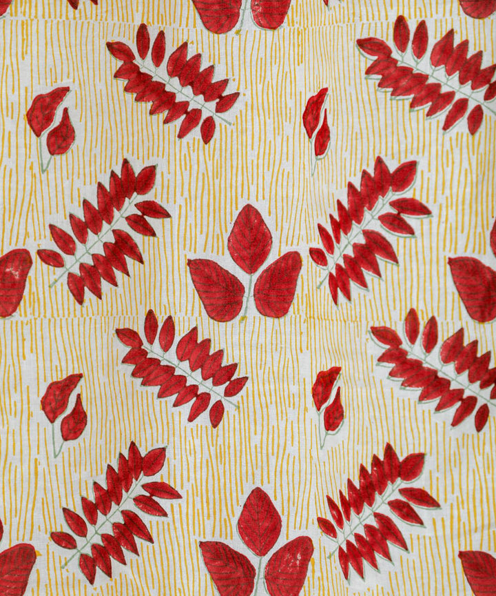 Red yellow hand printed sanganeri cotton door curtain