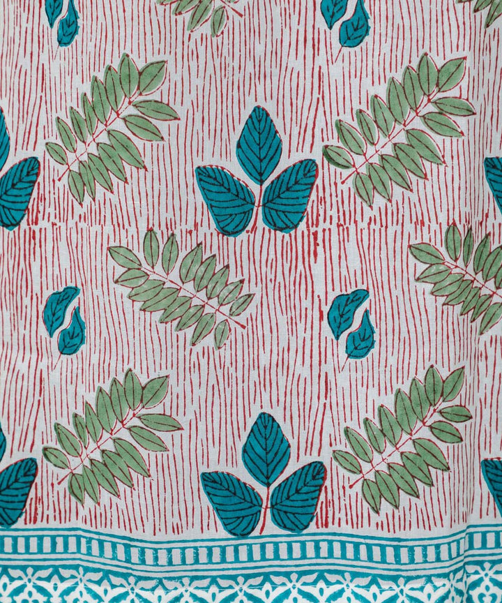 Green hand printed cotton sanganeri door curtain