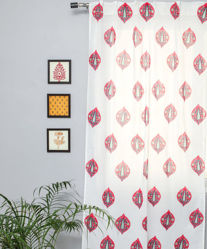 Lime green red,green hand printed sanganeri cotton door curtain