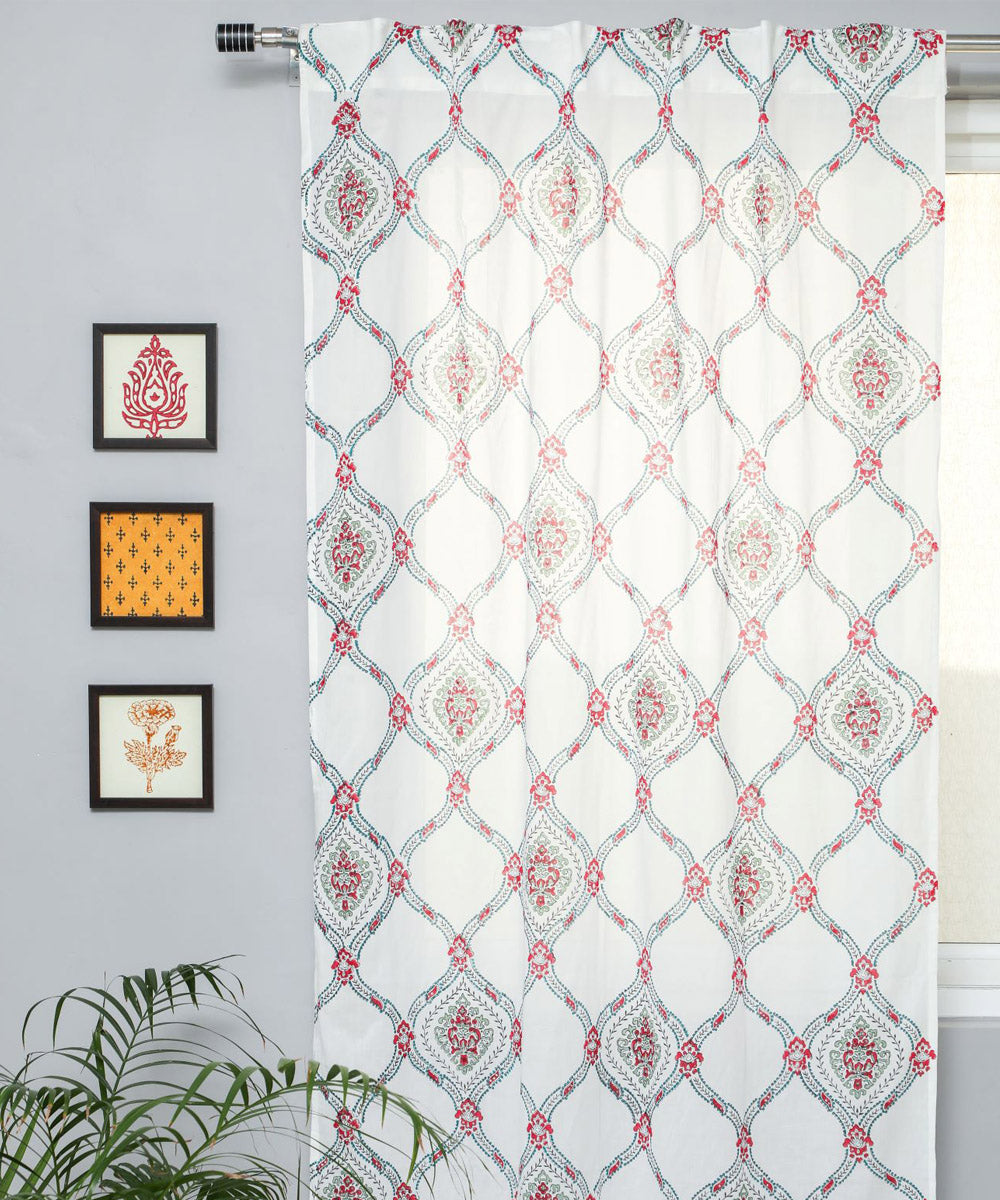 Multicolor hand printed sanganeri cotton door curtain