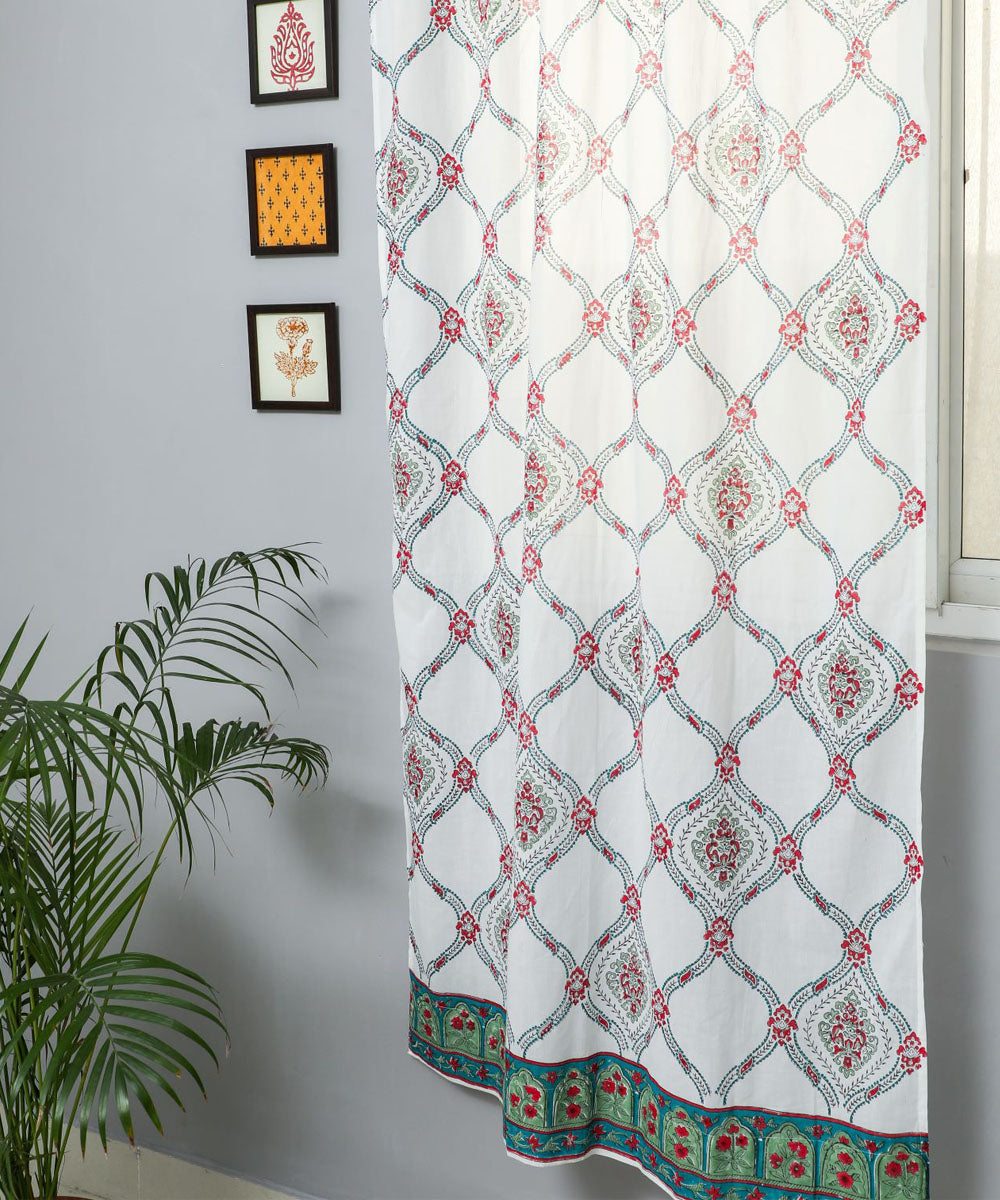 Multicolor hand printed sanganeri cotton door curtain