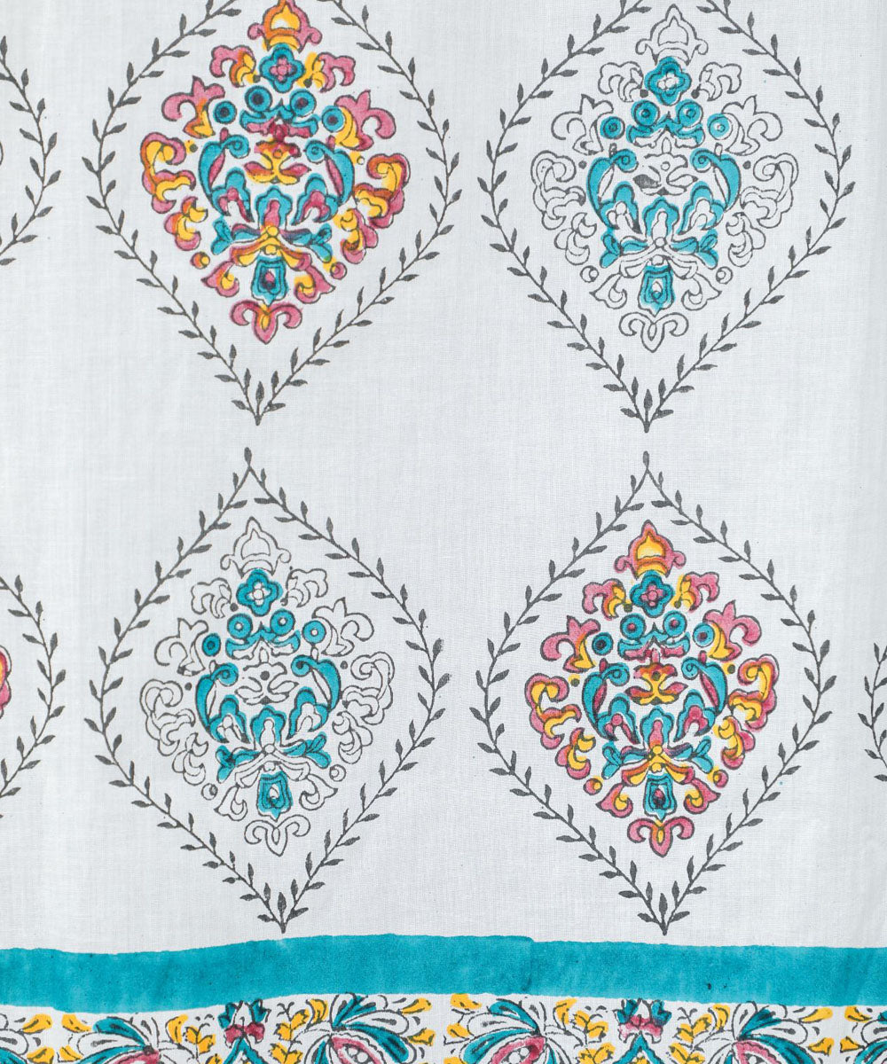 Multicolor hand block printed sanganeri cotton door curtain