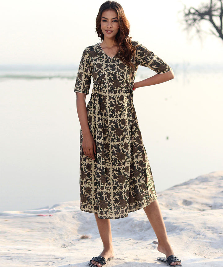 Brown printed cotton dress