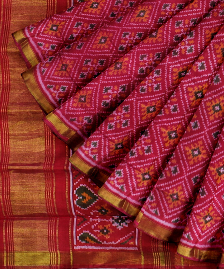 Red golden handwoven patola silk saree