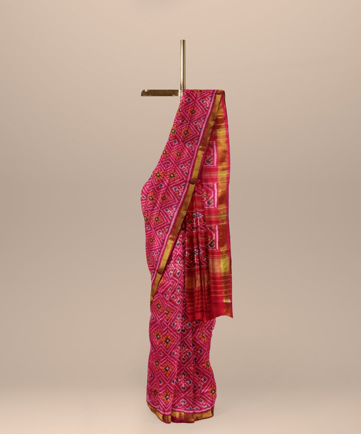 Red golden handwoven patola silk saree
