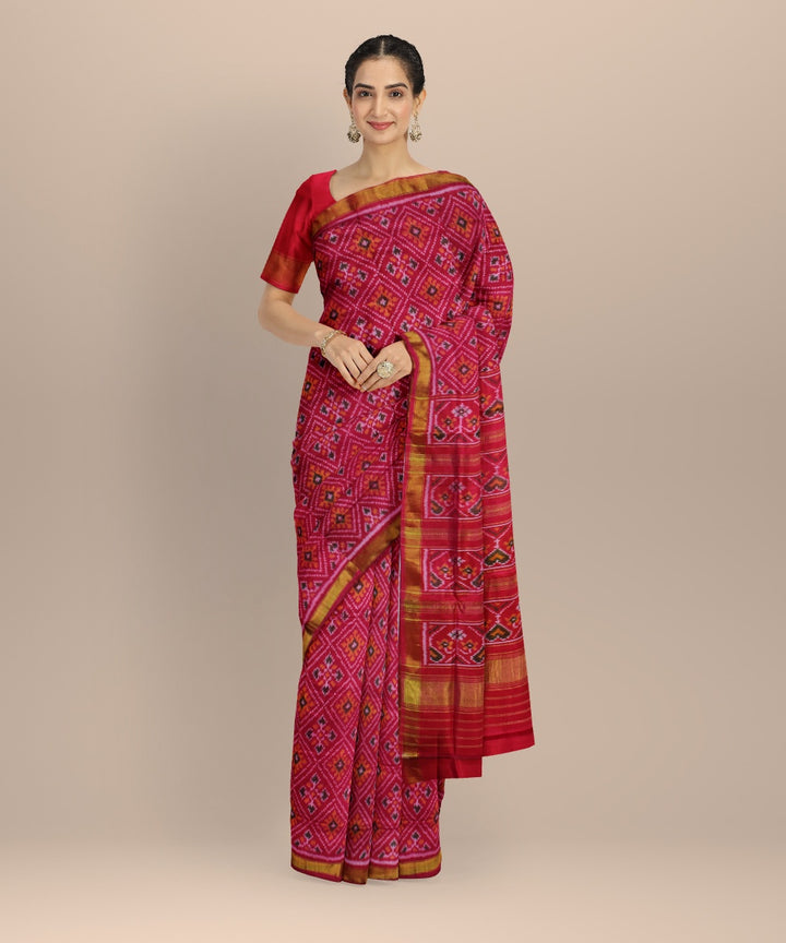 Red golden handwoven patola silk saree