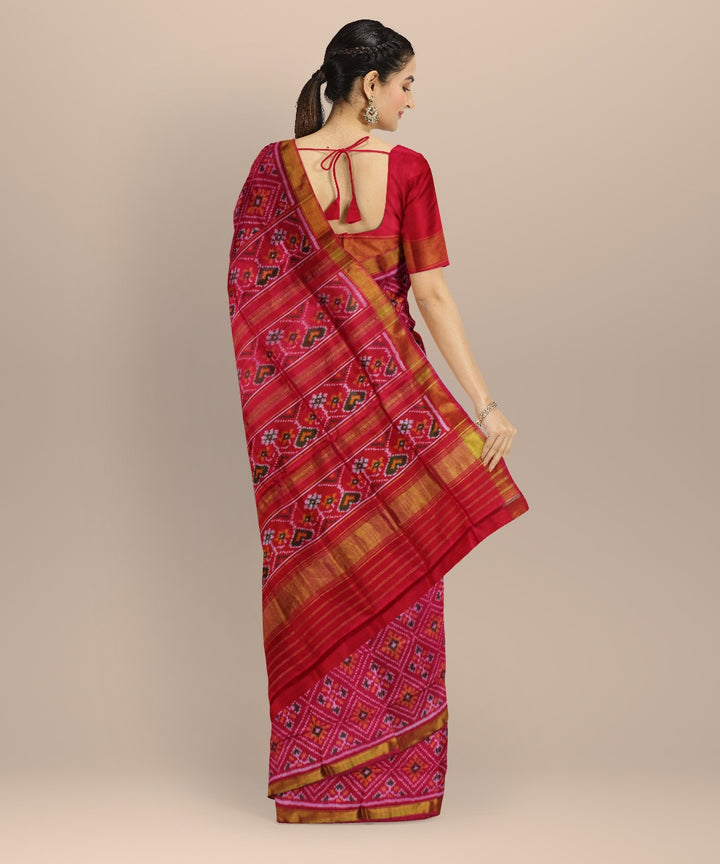 Red golden handwoven patola silk saree