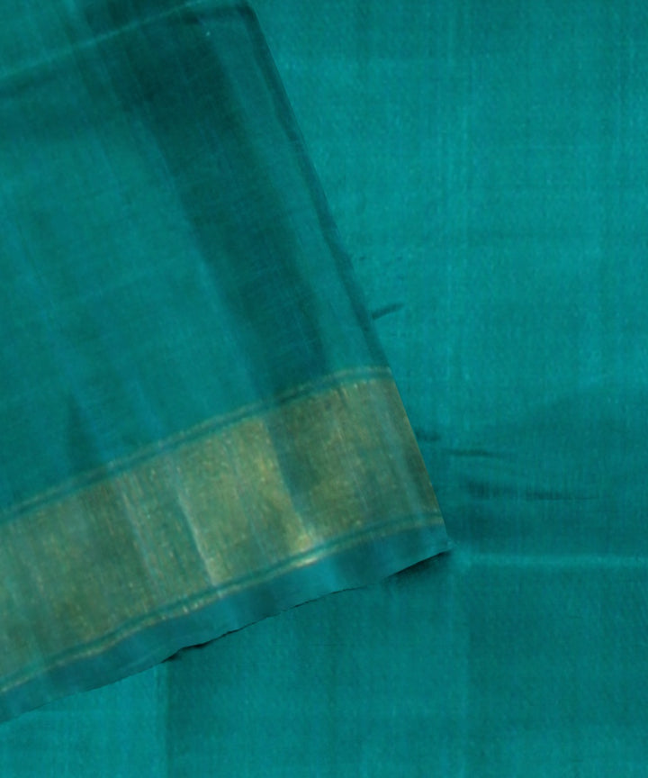 Cyan green beige silk handwoven patola saree
