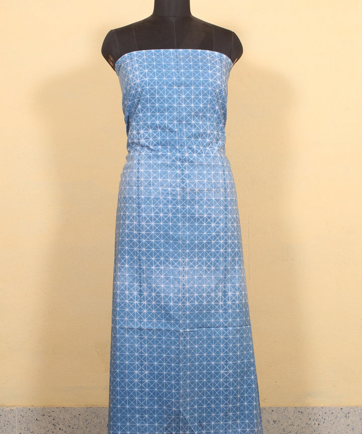 Sky blue handwoven cotton shibori kurta material
