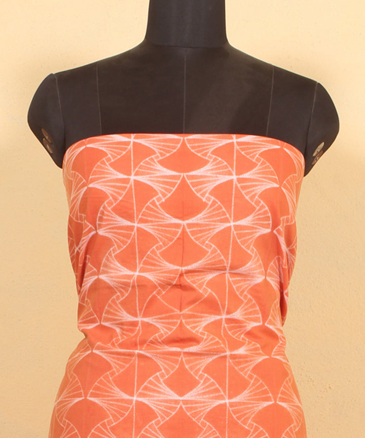 Orange handwoven cotton shibori kurta material