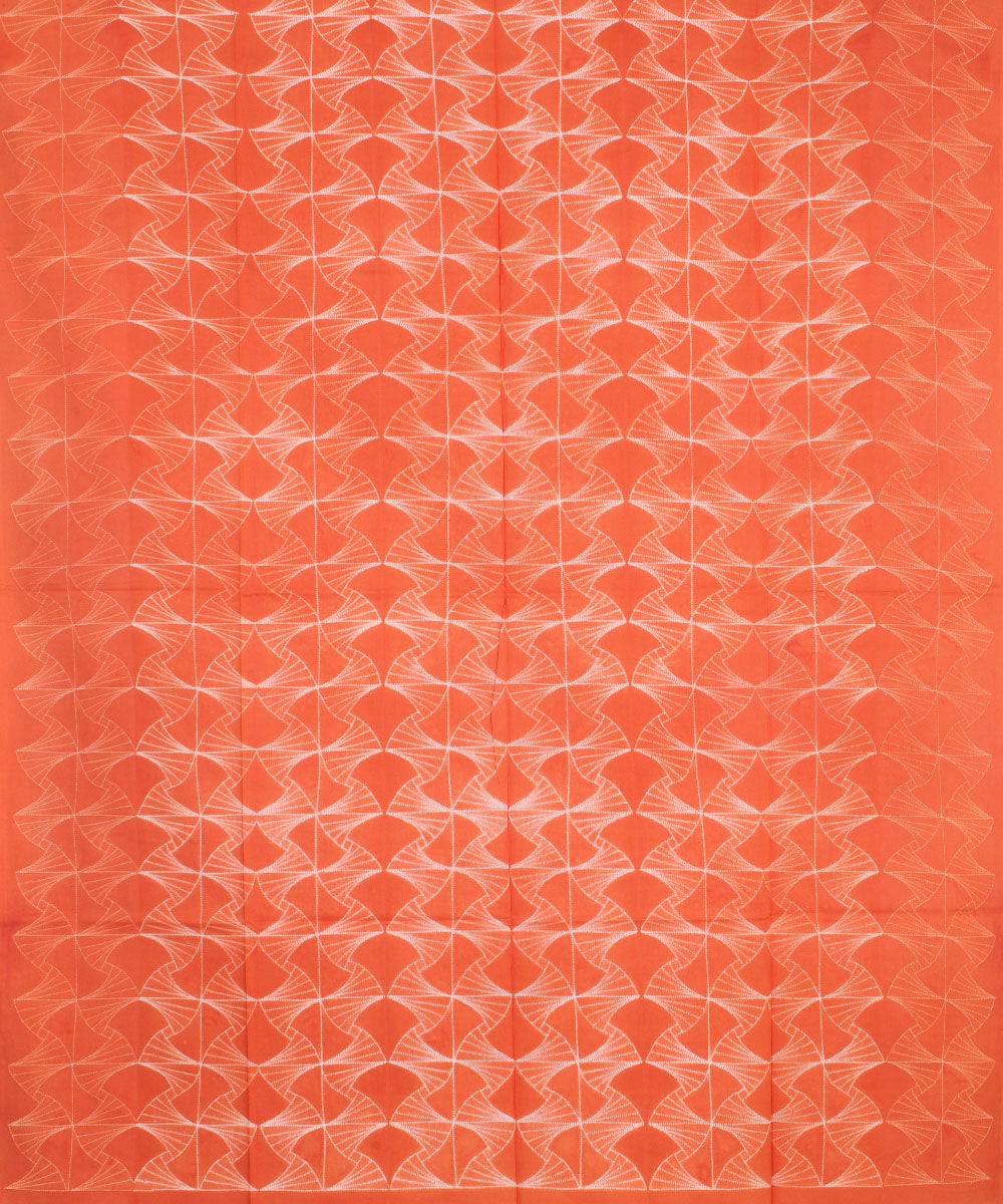 Orange handwoven cotton shibori kurta material