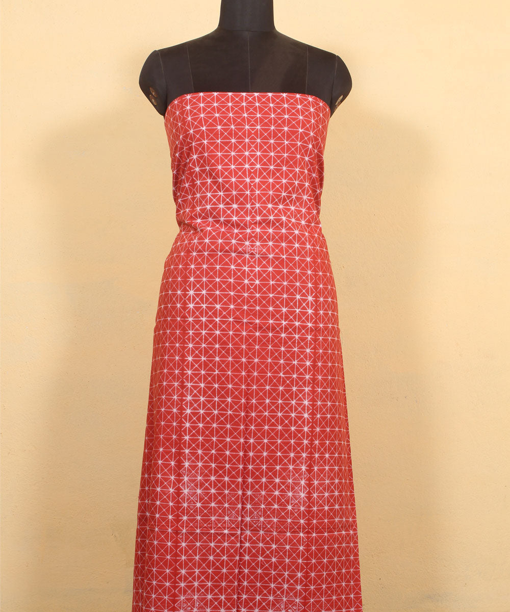Rust cotton handwoven shibori kurta material