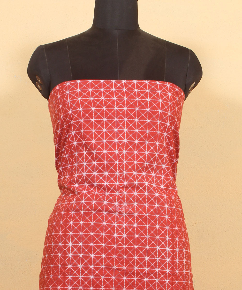 Rust cotton handwoven shibori kurta material
