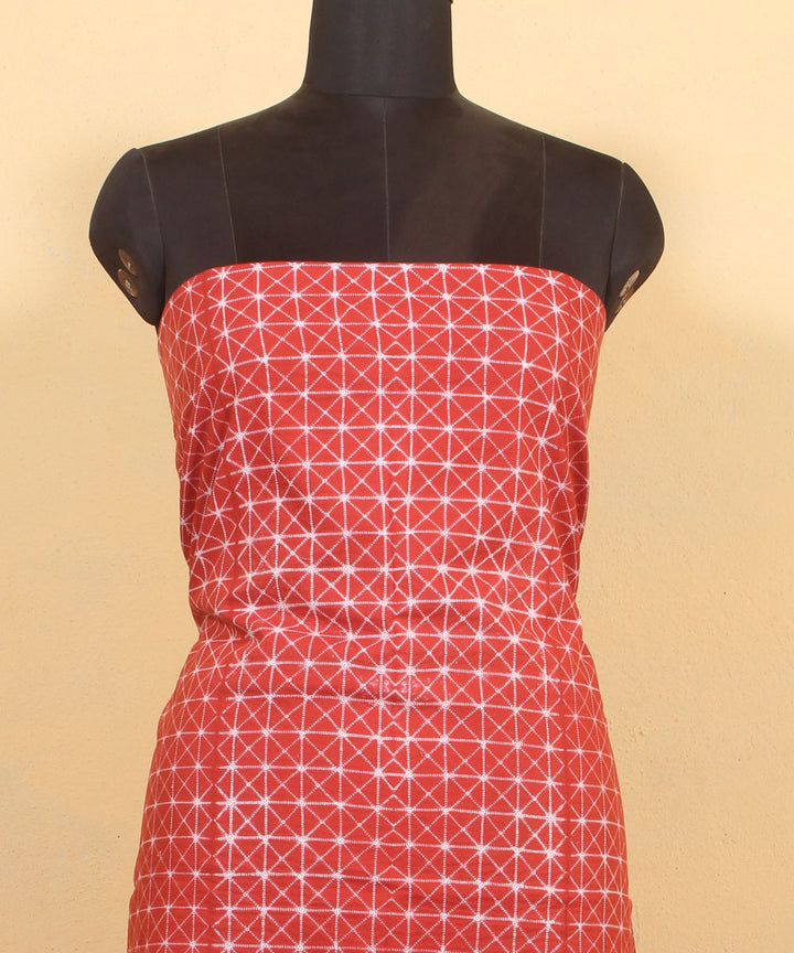 Rust cotton handwoven shibori kurta material