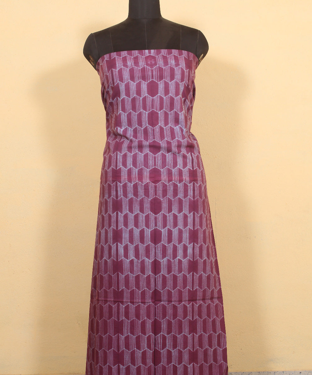 Magenta cotton handwoven shibori kurta material