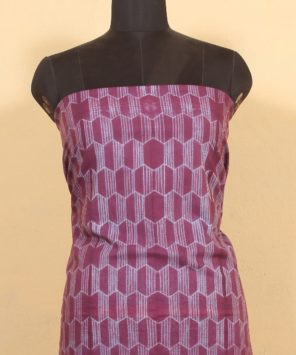 Magenta cotton handwoven shibori kurta material